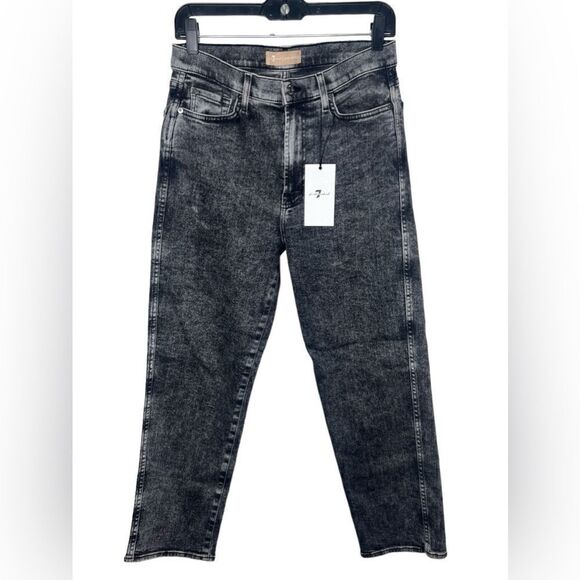 7 For All Mankind Luxe Vintage Felix High Waist Cropped Straight Jeans Size 30 - Picture 2 of 15